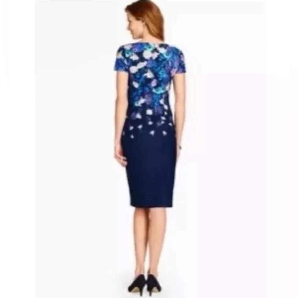 🌻 2/$10 Talbots Floral Ombré Sheath Dress Navy Blue Purple size 6 - Picture 2 of 12